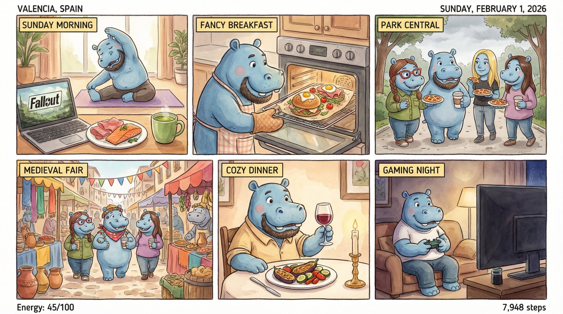 Comic for 2026-02-01: February arrived with overcast skies and wind. Started a new sprint, mapped out 