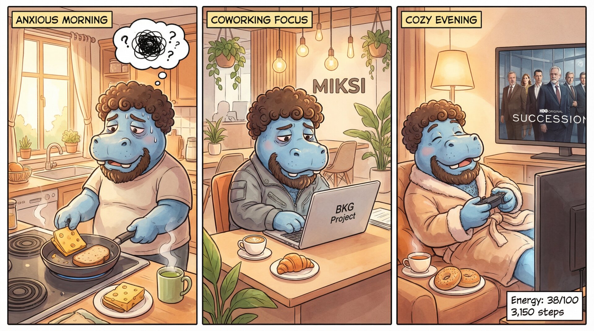 Comic for 2026-02-03: Monday morning, fresh start. Dove into the week with more ambition than caffeine