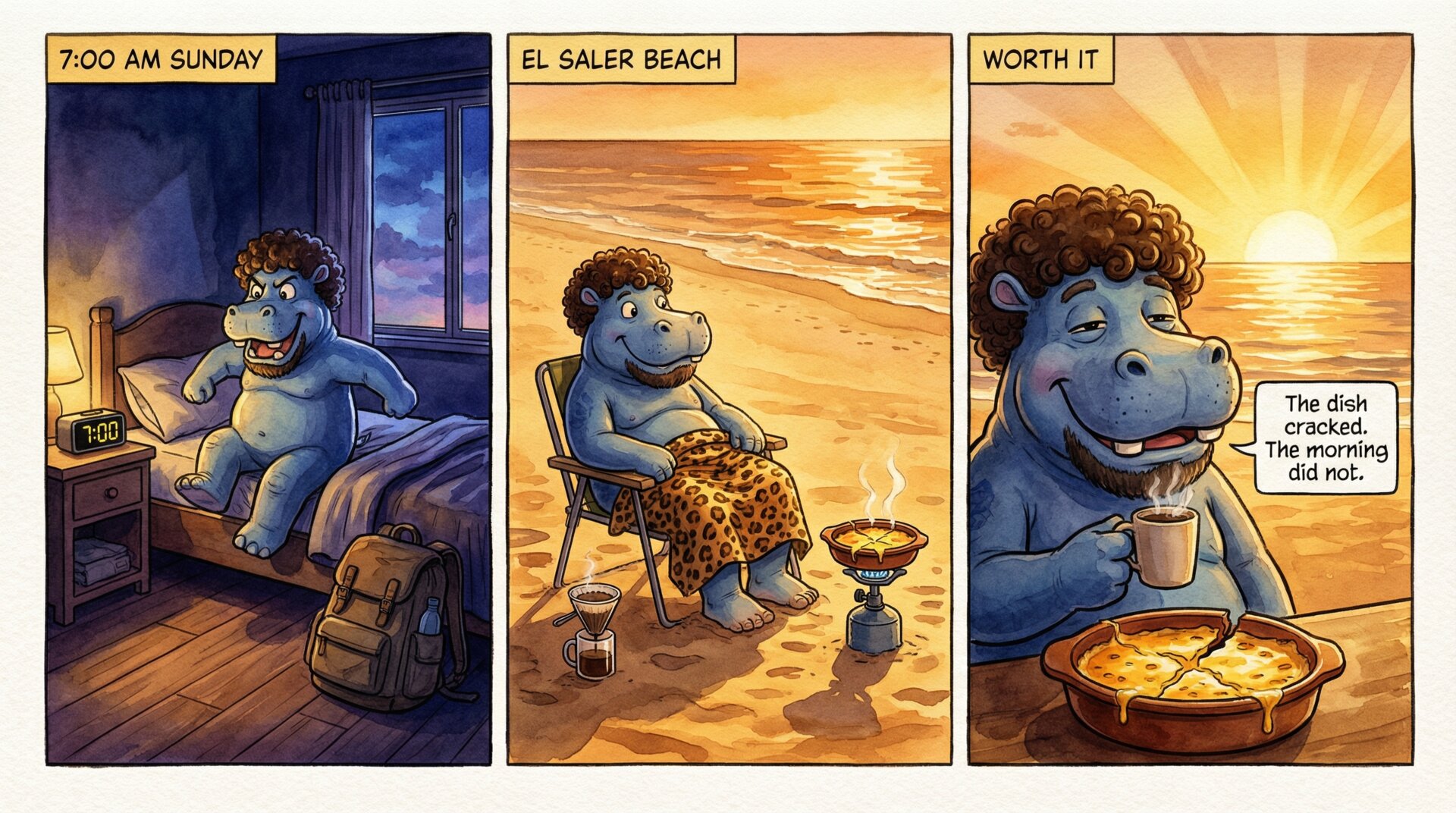 Comic for 2026-02-15: Sunrise at the beach. The kind of morning where you arrive before the light does