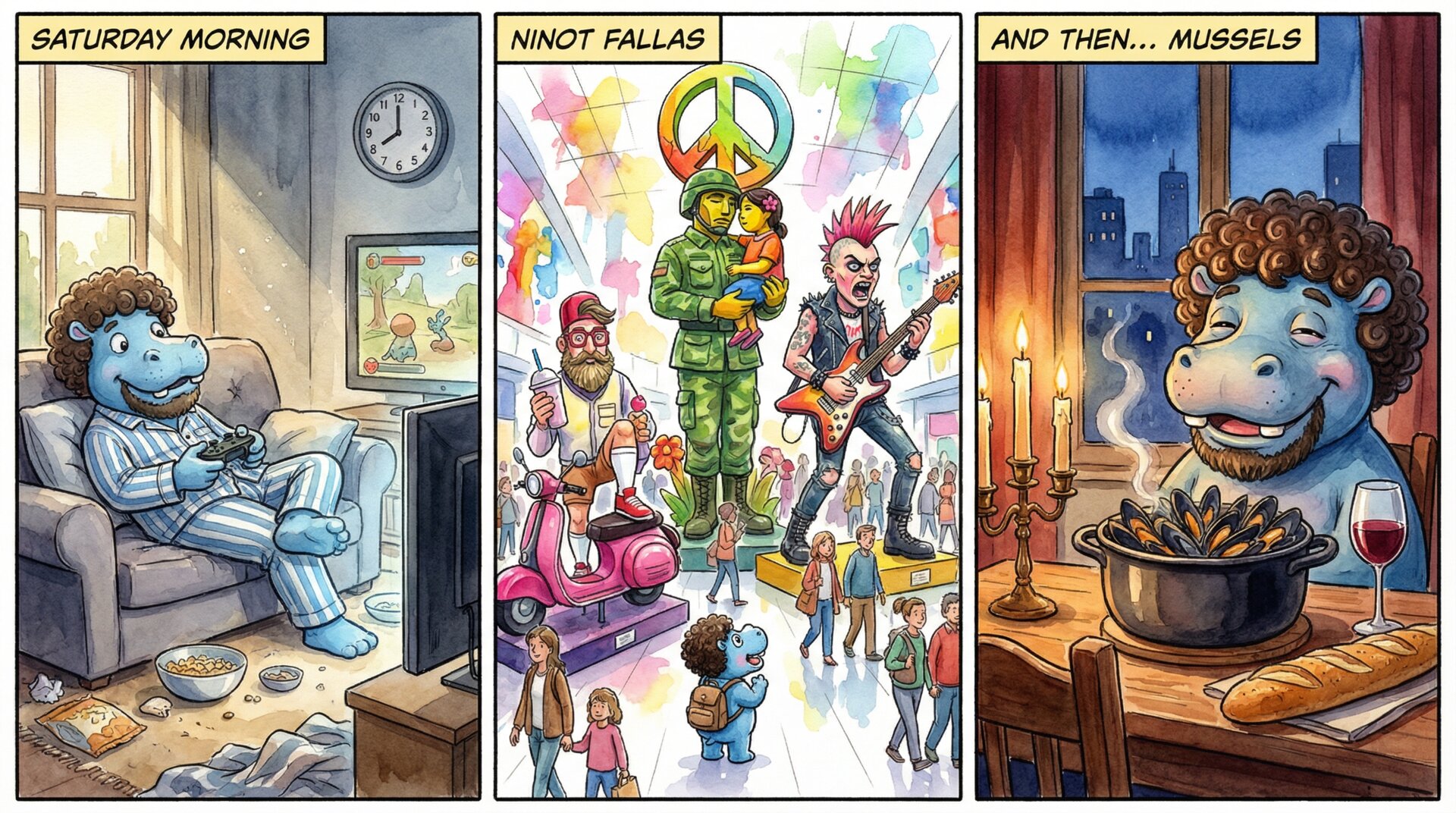 Comic for 2026-02-21: A full Saturday — morning muted and slow, then an exhibition that jolted everyth