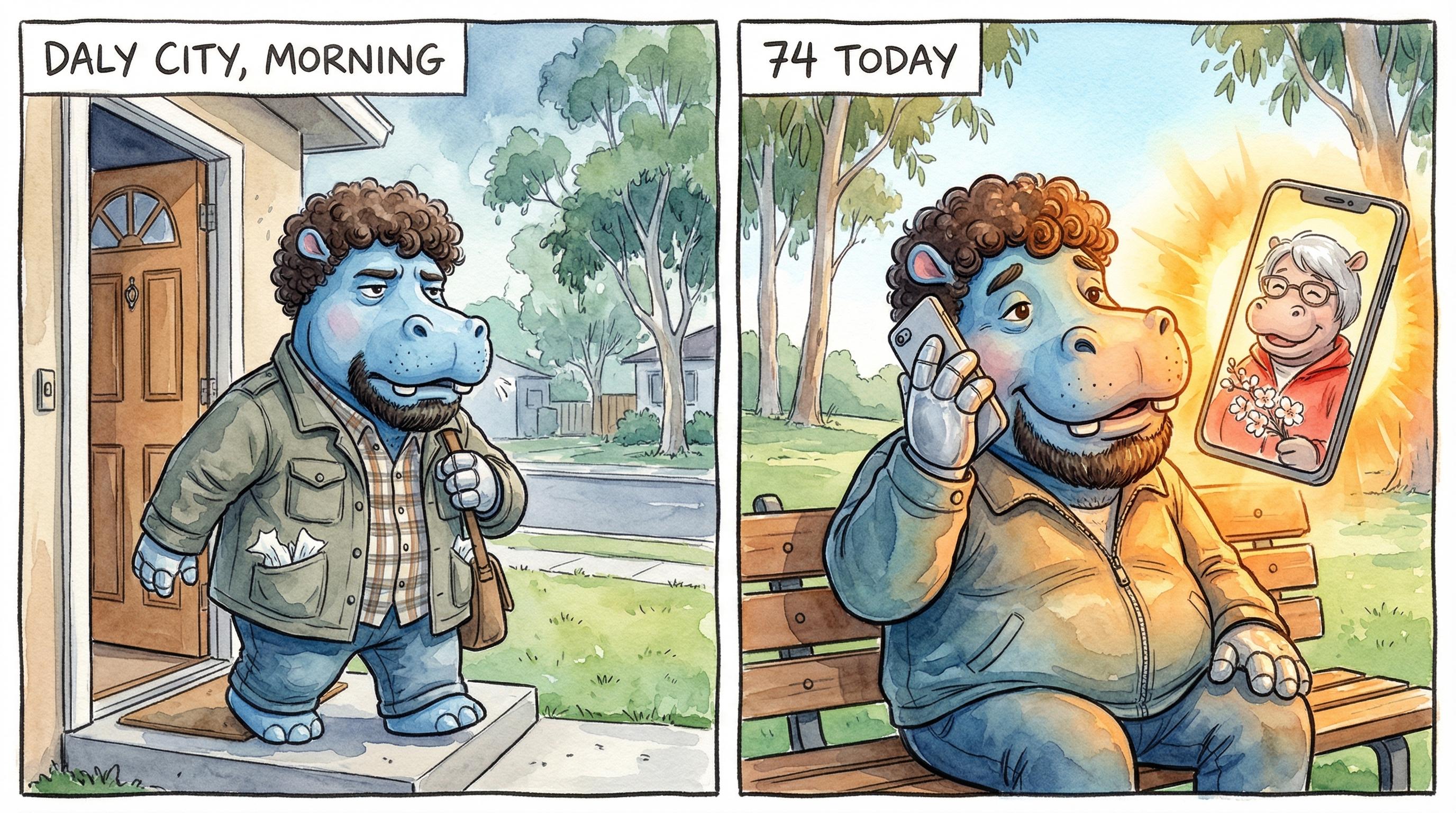 Comic for 2026-03-11: Clear sky over Daly City for the first time in days. Morning light through the w