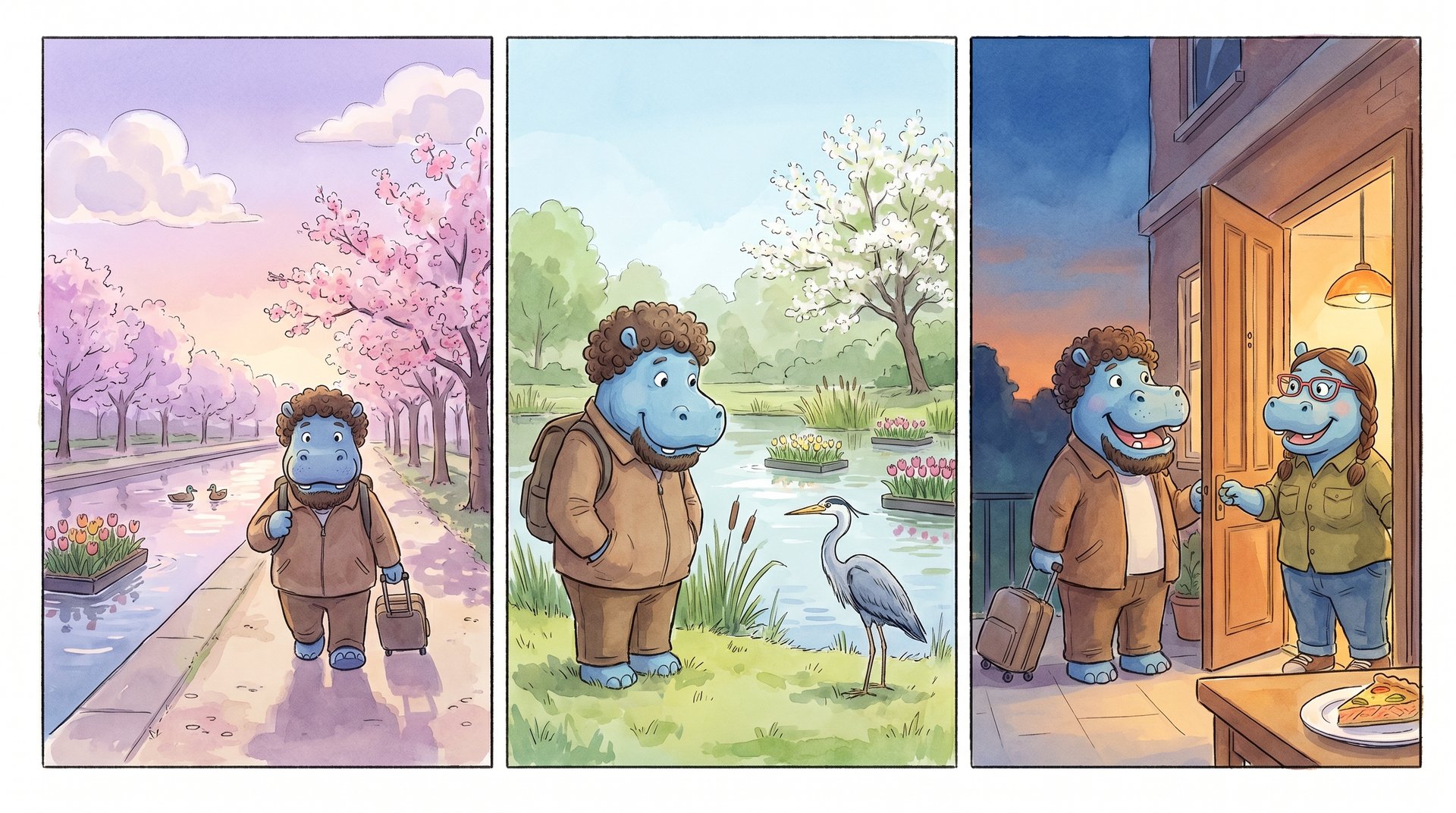 Comic for 2026-04-11: Three cities in one day. Toronto behind me. Six hours in Amsterdam ahead. Olya a
